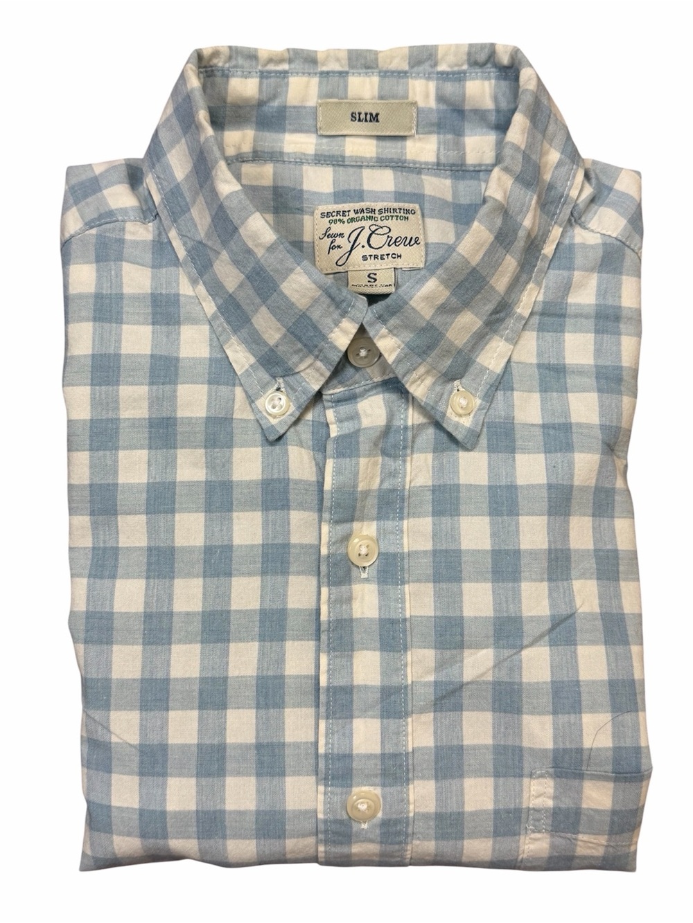 J. Crew Long Sleeve Slim Button-Down Shirt in Light Blue and White Gingham